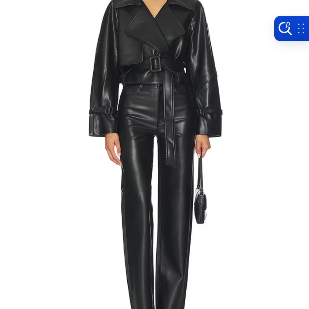 NEVER WORN ELODIE CHARLES VEGAN LEATHER CROP JACKET XS